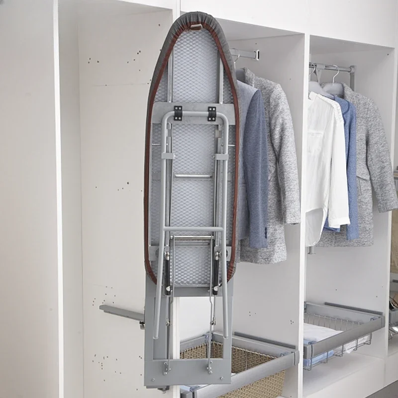 Wall Mounted Drop Down Ironing Board Wardrobe Cabinet Built-In Push Pull Out Sliding Tabletop Ironing Board