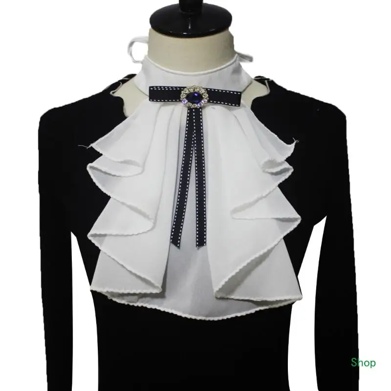 

Dropship Vintage Layered Ruffle Detachable False Collar Victorian Neck Ruff Faux Collar