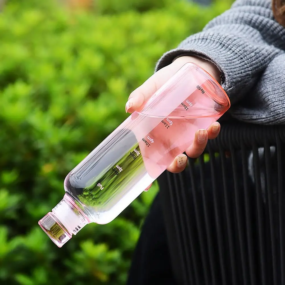 INS Style 500/750ML Water Bottle Timescale Transparent Juice Bottle Leakproof Tea Coffee Cup for Student