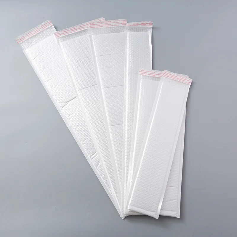 50Pcs 15Sizes White Pearl Bubble Bag Long Strip Plastic Bubble Envelope Pearlescent Film Shipping Bags Shockproof Packing Pouch