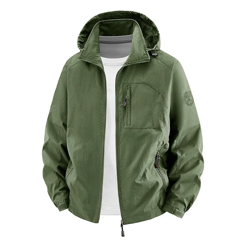 2026 New Style Spring-Autumn Men's Downproof  Coat with Multiple Pockets and Hood for Outdoor Use High-Quality Waterproof Jacket