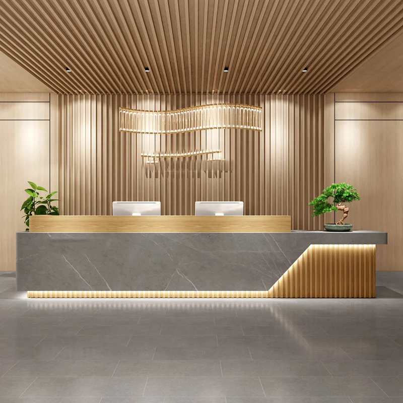 Two People Luxury Reception Desks Beauty Spa 200X60 Bakery Counter Reception Desks Modern Classic Receptiebalie Office Furniture
