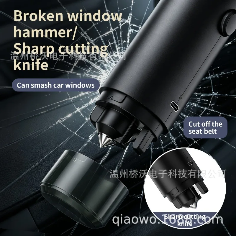 Wireless Handheld Car Vacuum Cleaner with Window Breaker Cutter Portable Wet Dry Multi Function Dust Collector