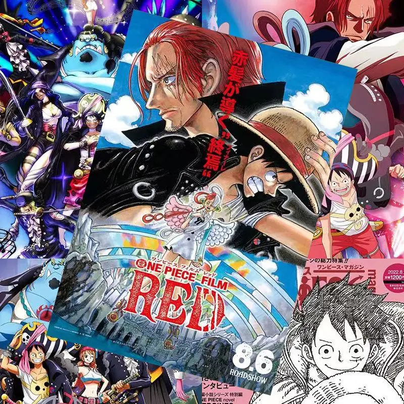 8pcs One Piece Theatrical Version Red Poster Uta Sauron Luffy Red Hair One Piece Secondary Surrounding HD Wallpaper