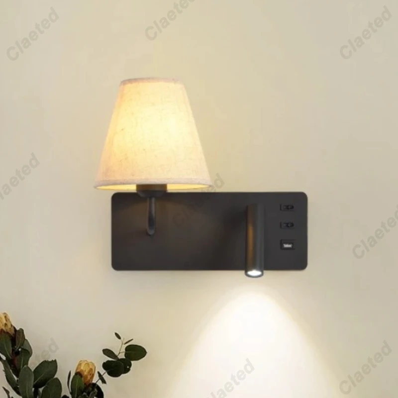 LED Wall Lamp Modern with Touch Switch USB Port Bedside Bedroom Hotel Reading Light Room Decor Indoor Sconce Lighting Fixture view 2