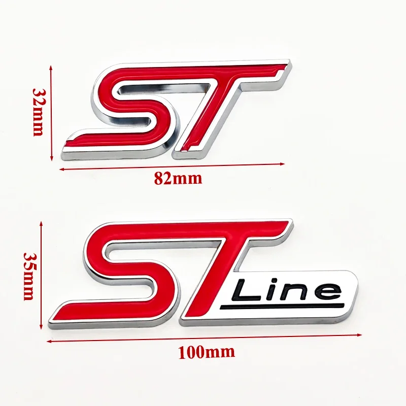 3D Metal ST Line Car Sticker Rear Trunk Front Grille Decorative Decal for Ford Kuga Edge Puma Fiesta Focus Exterior Accessory
