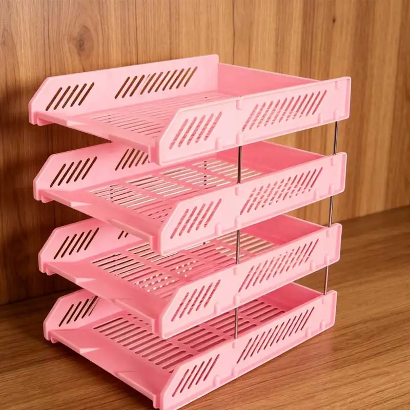 Four-layer File Rack Multi-layer File Tray Storage Rack File Holder Office Storage Plastic File Storage Rack