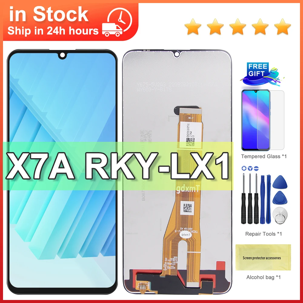 

Для Honor X7A ЖК-дисплей с сенсорным экраном и дигитайзером в сборе, замена для моделей RKY-LX1 RKY-LX2 RKY-LX3