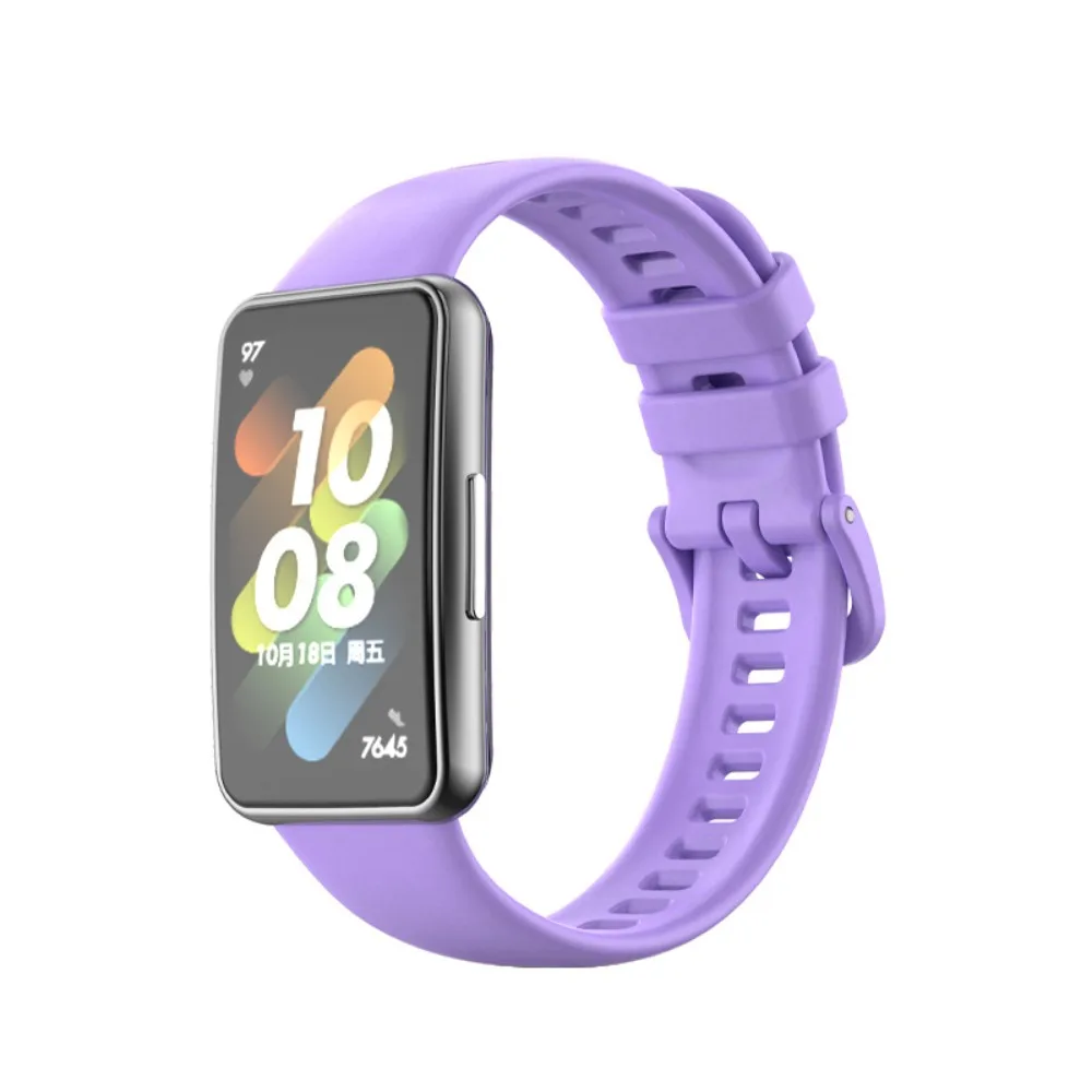 Nova pulseira de relógio de silicone adaptador de metal pulseira de substituição respirável pulseira de relógio inteligente para huawei band 7