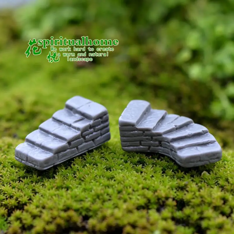 1 Pcs Cute Miniature Craft Gray Stone Steps Stair Micro Landscapes Mini Fairy Garden Moss Ecological Bottle DIY Ornaments