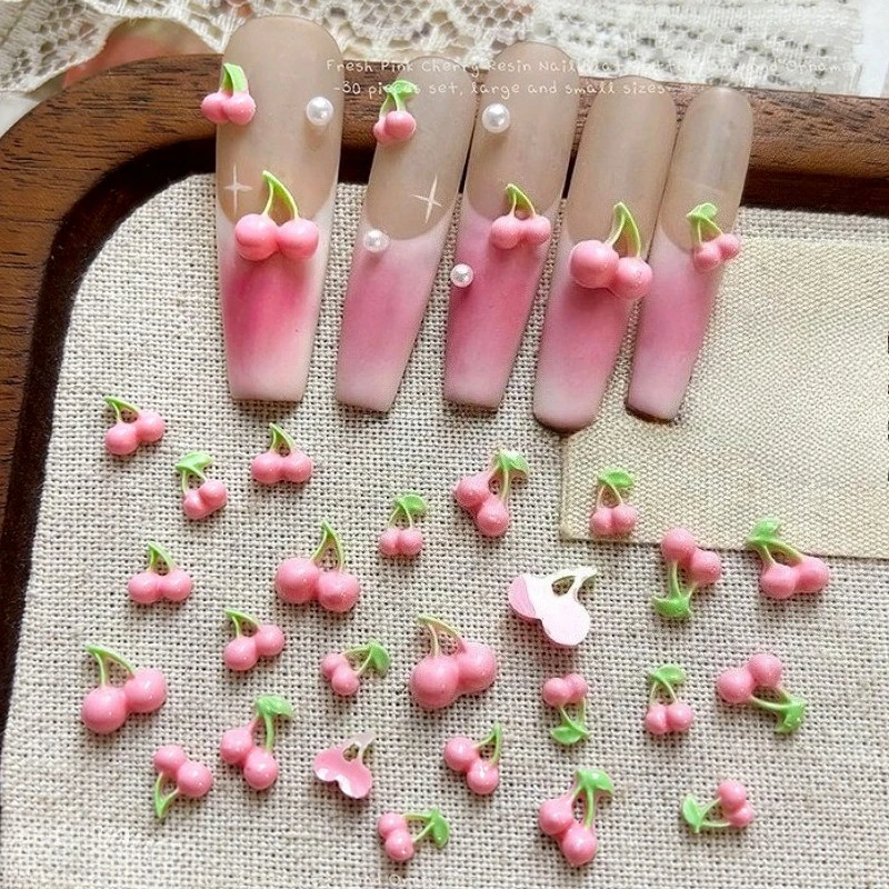 Estilo japonês coreano cereja morango maçã cenoura melancia lichia limão frutas acessórios da arte do prego decoração manicure ferramenta