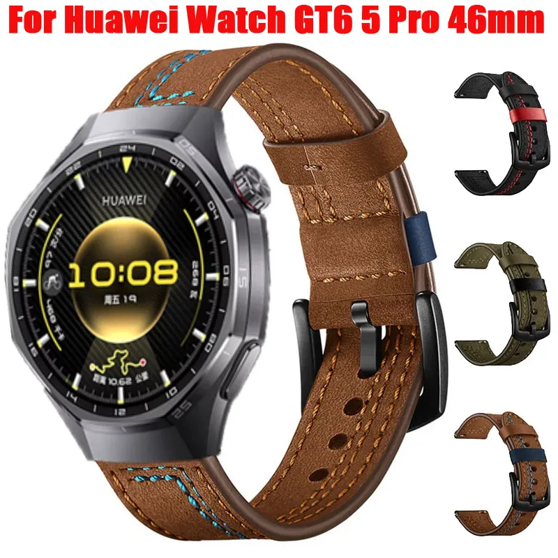 Lederarmband für Huawei Watch GT 6/5 6Pro/5Pro 46mm Armband für Huawei Watch GT4 GT3 GT2e/2 46mm GT2/3 42mm GT3 Pro 43mm