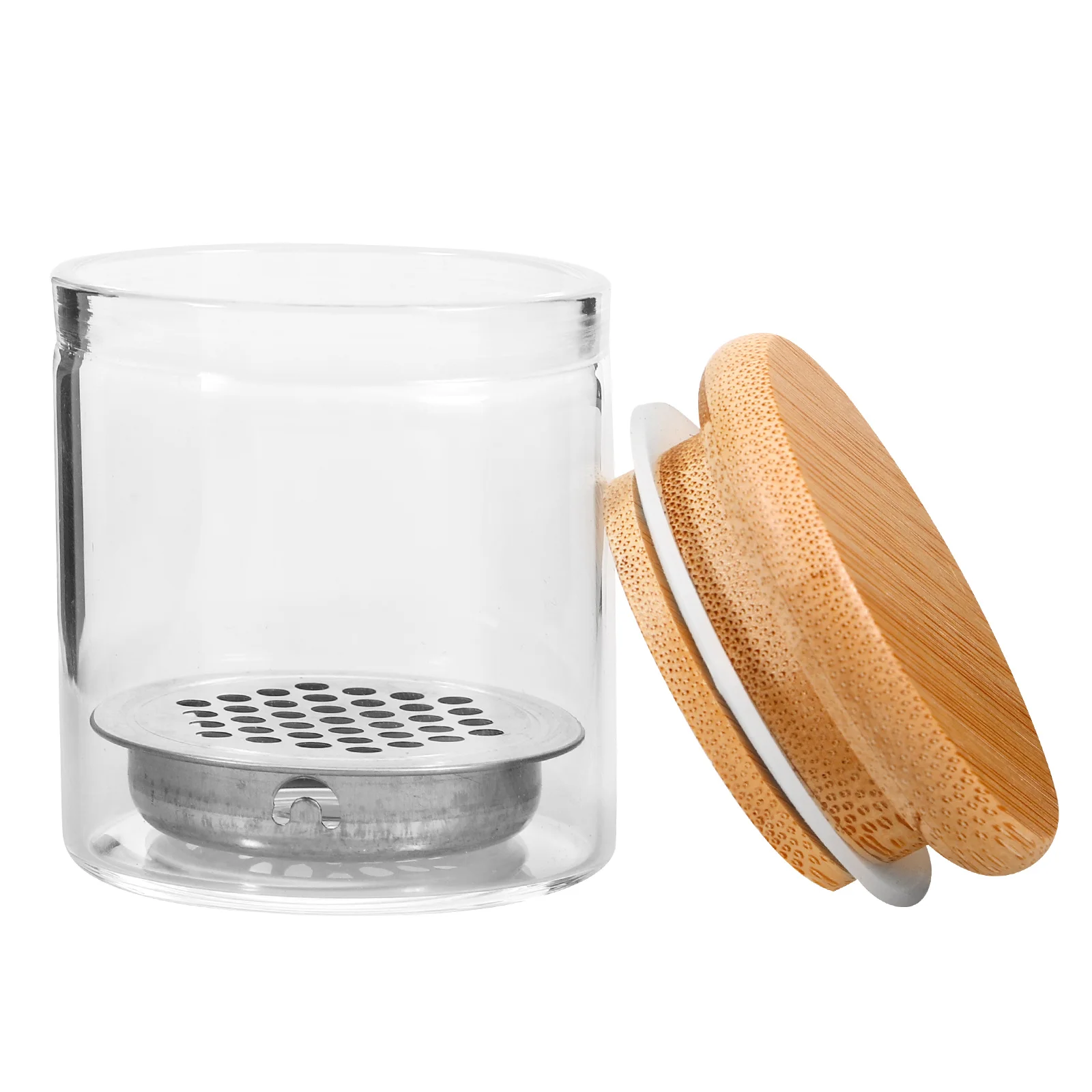 

Glass Pen Wash Cup with Large Capacity Easy Cleaning Stable Wood Base Nail Art Dish Cup Storage Tool for Brush