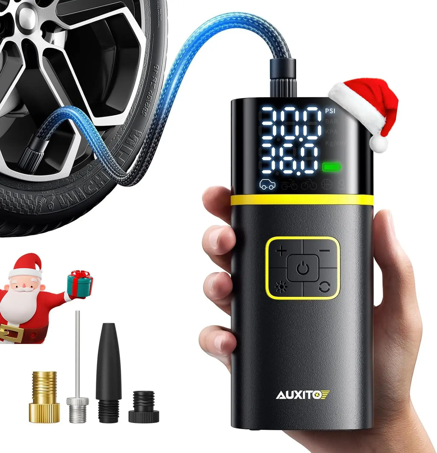 

Portable Tire Inflator 150PSI Air Compressor with Gauge, LED Light - Fast Inflate for Bike, Car, Moto, Ball - Compact Air Pump G