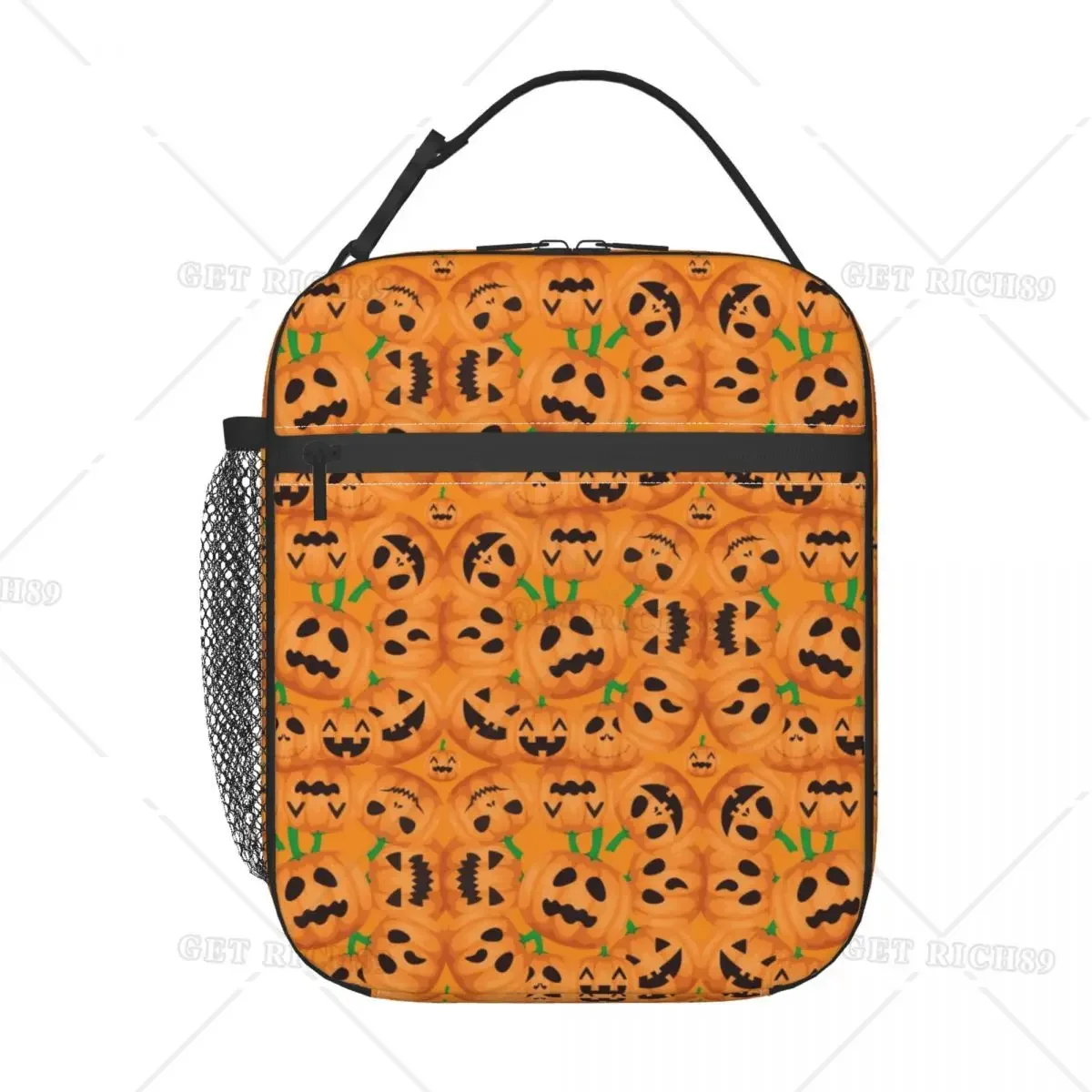 Custom Halloween Pattern Happy Pumpkin Lunch Bag for Men Women Kids High Qulity Cooler Warm Insulated Lunch Box for School