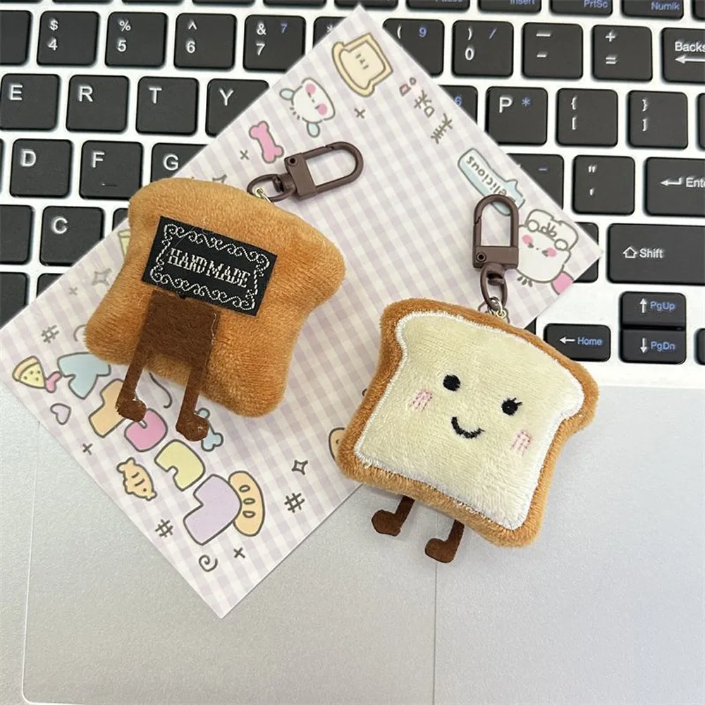 Bread Plush Pendant Toast Bread Plush Bread Keychain Keychain Decoration Cute Key Chain Kawaii Creative Bread Keyring Bag Decor