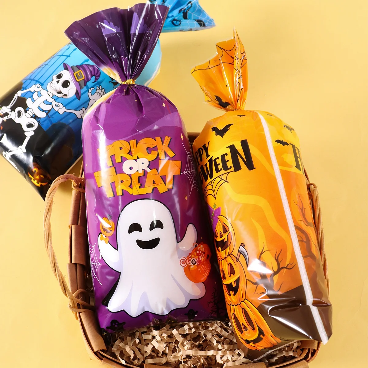 25/50/100 Stück Halloween-Kekse, Süßigkeitenbeutel, Süßes oder Saures, Geister-Kürbis-Snack-Geschenke, Verpackungsbeutel für 2025, Halloween-Party-Dekoration – Detail 3