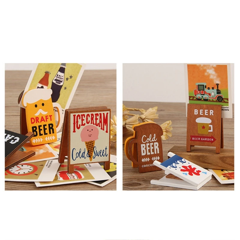 Cartoon-Nachrichtenhalter, langlebiger Holz-Fotoständer, Ölgemälde-Halter-Designs