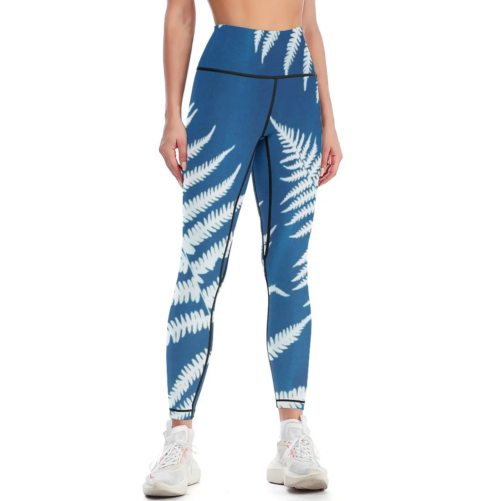 

Fern Botanical Cyanotype Sun Prints Leggings gym's sportswear flared legging gym Tight fitting woman Womens Leggings