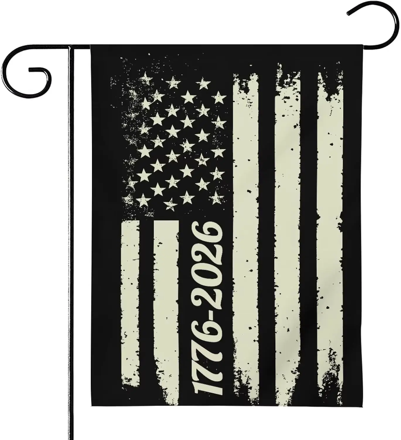 Tupalatus 1776-2026 Distressed Black Flag Garden Flag Size S Tear Resistant Retro Patriotic Flag for History Enthusiasts Yar AAS