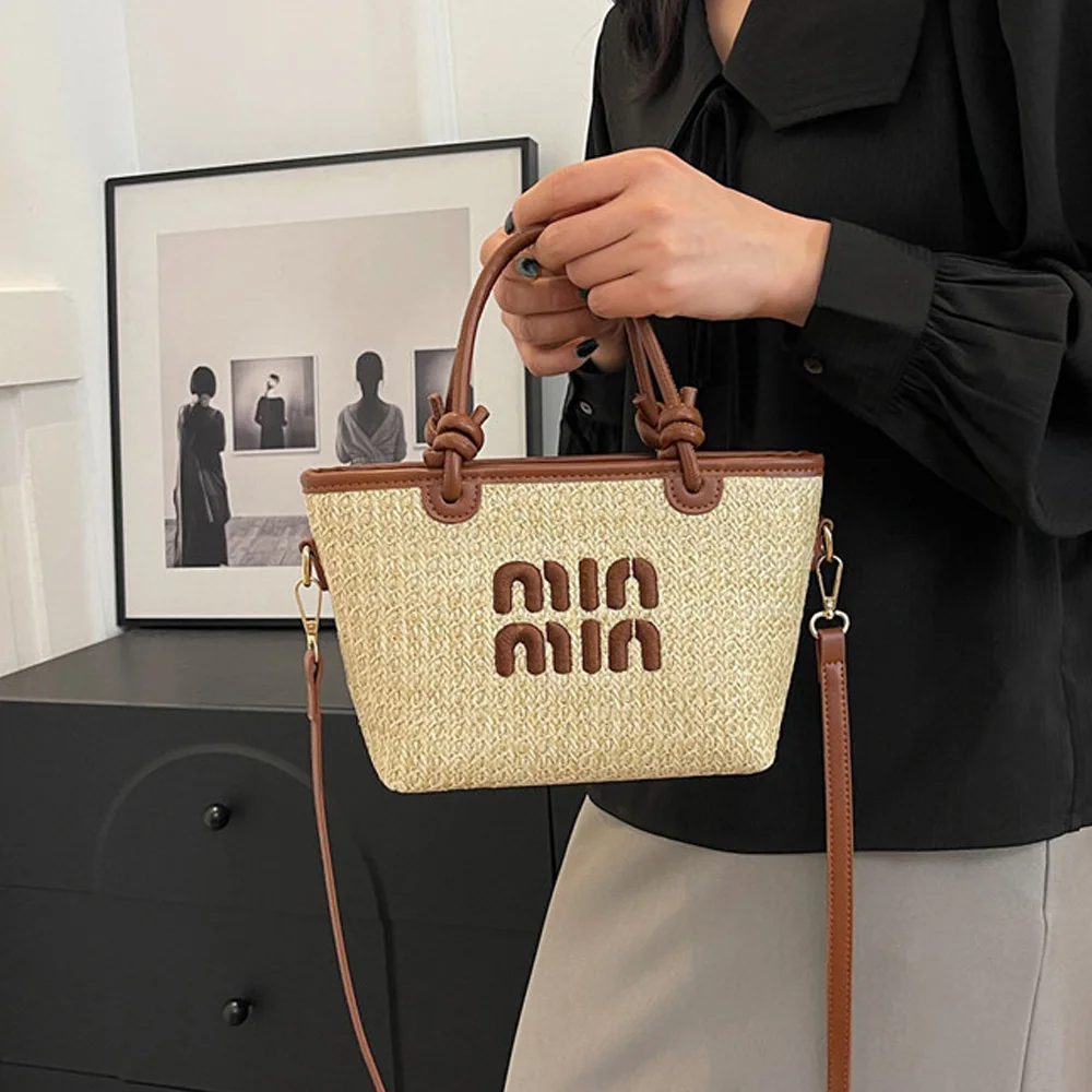 NONE Woven Grass Shoulder Bag Natural