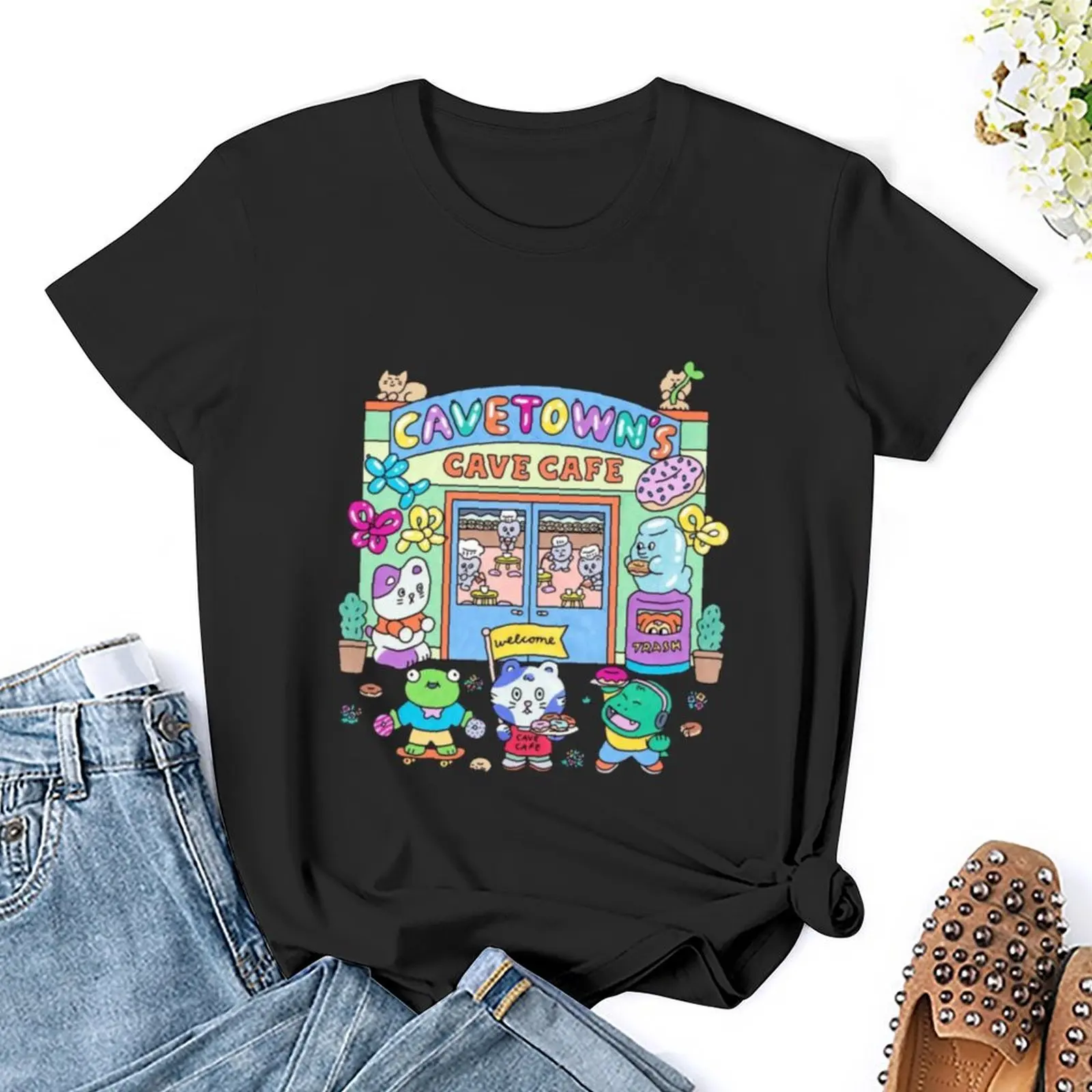 Cavetown Cave Cave Cafe t-shirt słodkie ubrania koszule koszulki z nadrukami czarne koszulki dla kobiet