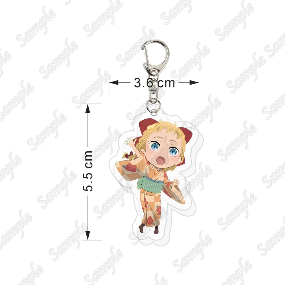 Cute Sparks of Tomorrow Acrylic Keychain 6cm Kawaii Anime Chibi Inako Kihachi Kimono Bag Pendant Collectible Jewelry Fans Gift