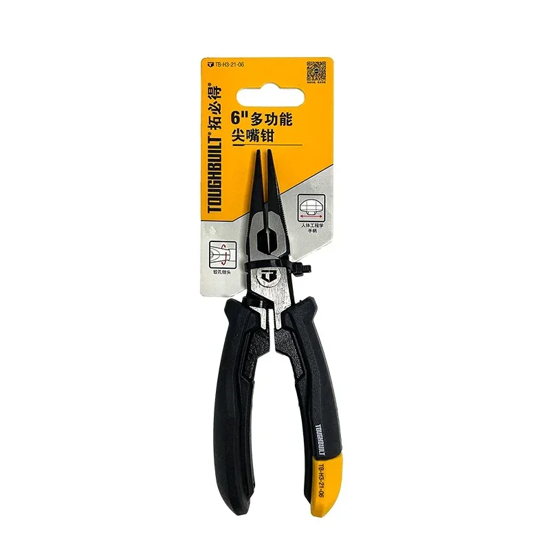 6-inch multifunctional pointed nose pliers, construction site cables, household use, TOUGHBUILT, Topbound tools