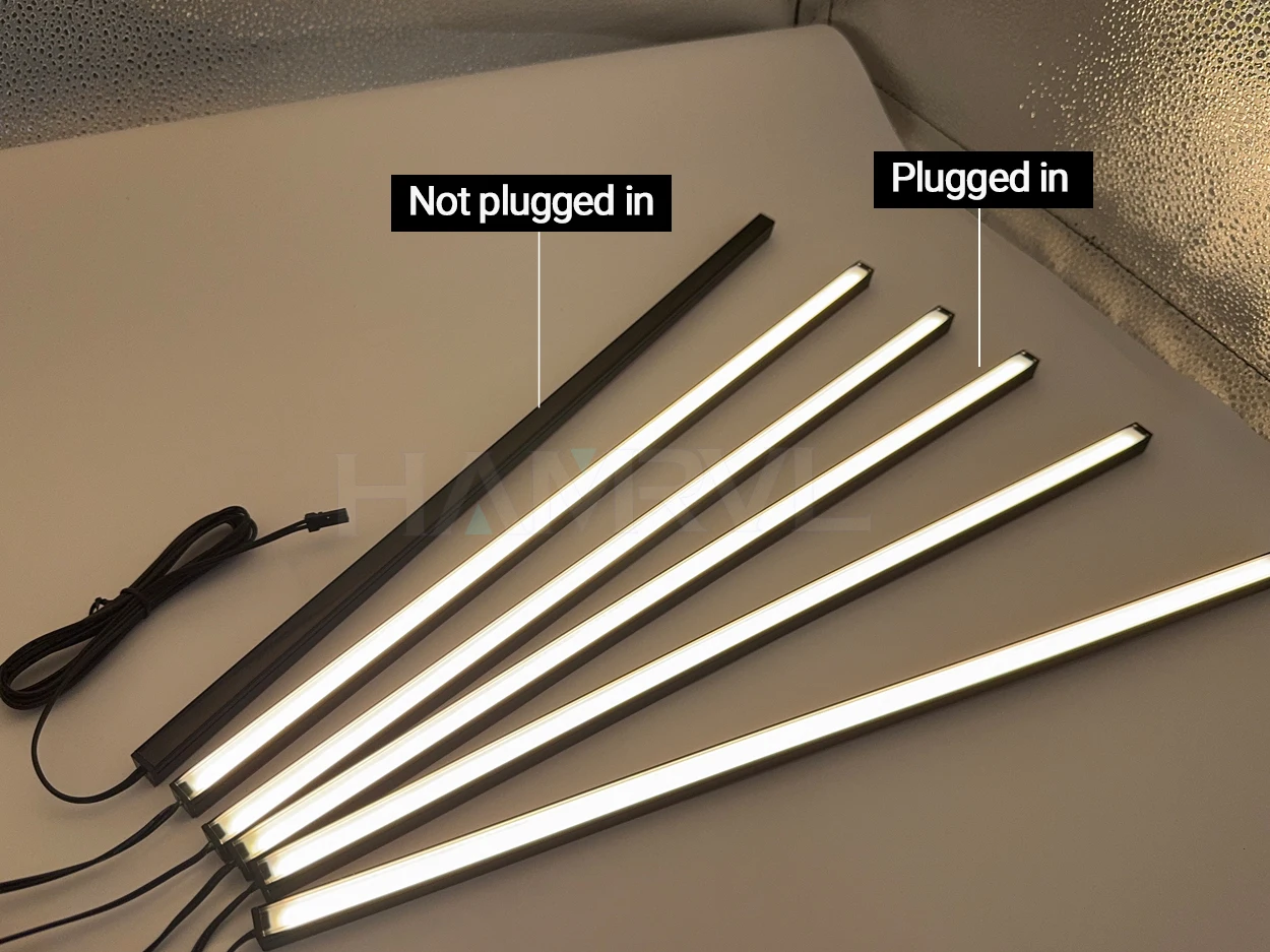 LED-Einbauleuchte, LED-Streifenleuchte für Holzlatten, Wandpaneel in Parallel mit Berührungssensor, selbstklebend für Lattenwanddekoration – Detail 6