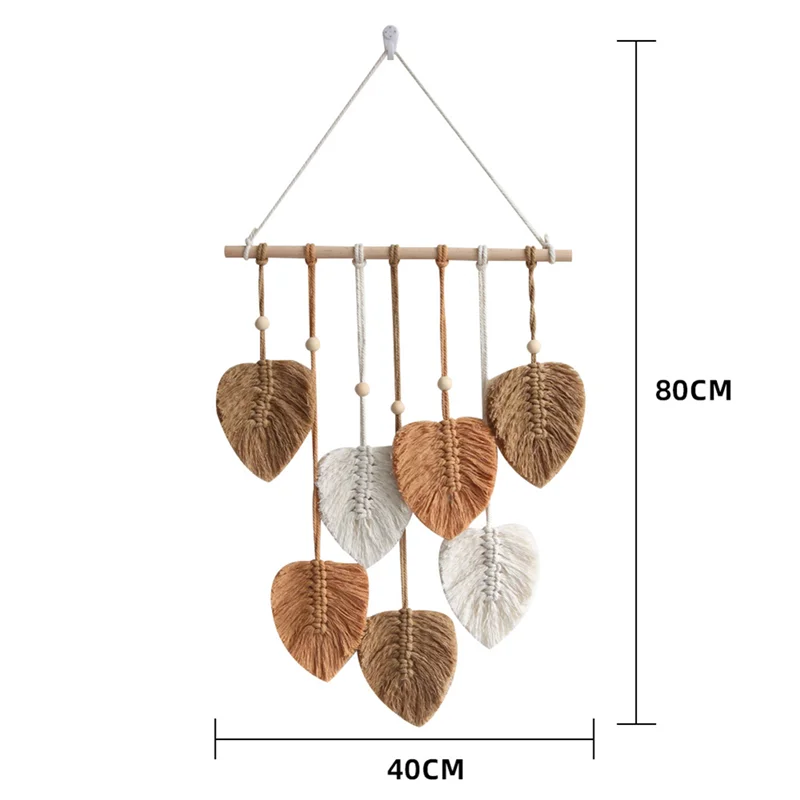 Leaf Macrame Wall Hanging Boho Room Home Decor Woven Aesthetic Wall Tapestry Home Room Wedding Decoration Khaki