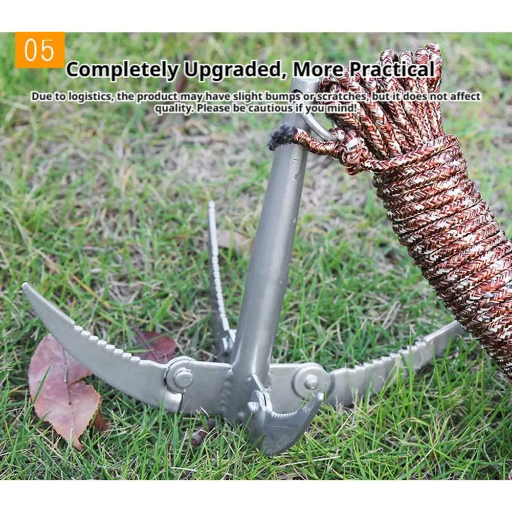 Outdoors Grappling Hook Survival Tool With Rope Folding Boats Anchor Sturdy Durable For Small Boat Canoes Fishing Supplies