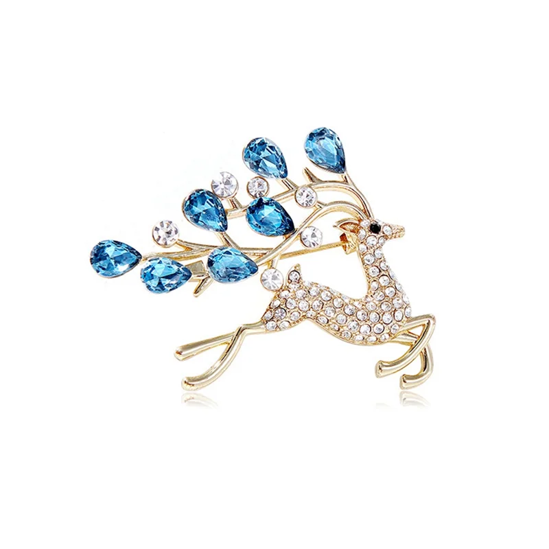 A96Q-Deer Brooches Crystal Fawn Brooch Women Cute Animal Brooch Pin Gift Exquisite Broches