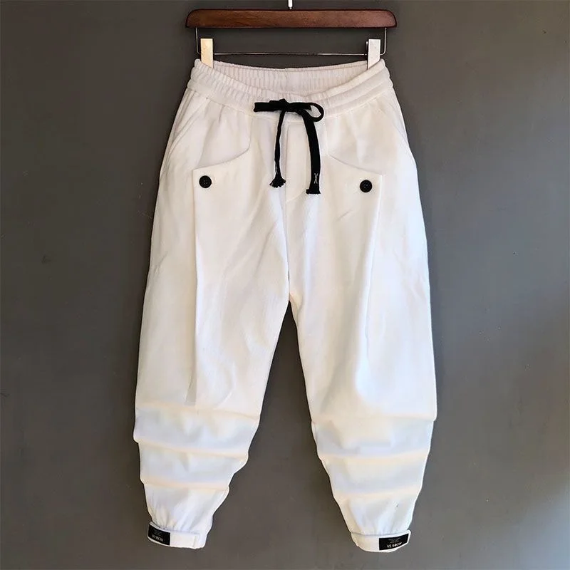 New Spring/Autumn Fashion Trendy Solid Color Loose Plus Size Harem Pants Men's Casual Comfortable High-Quality Sports Trousers