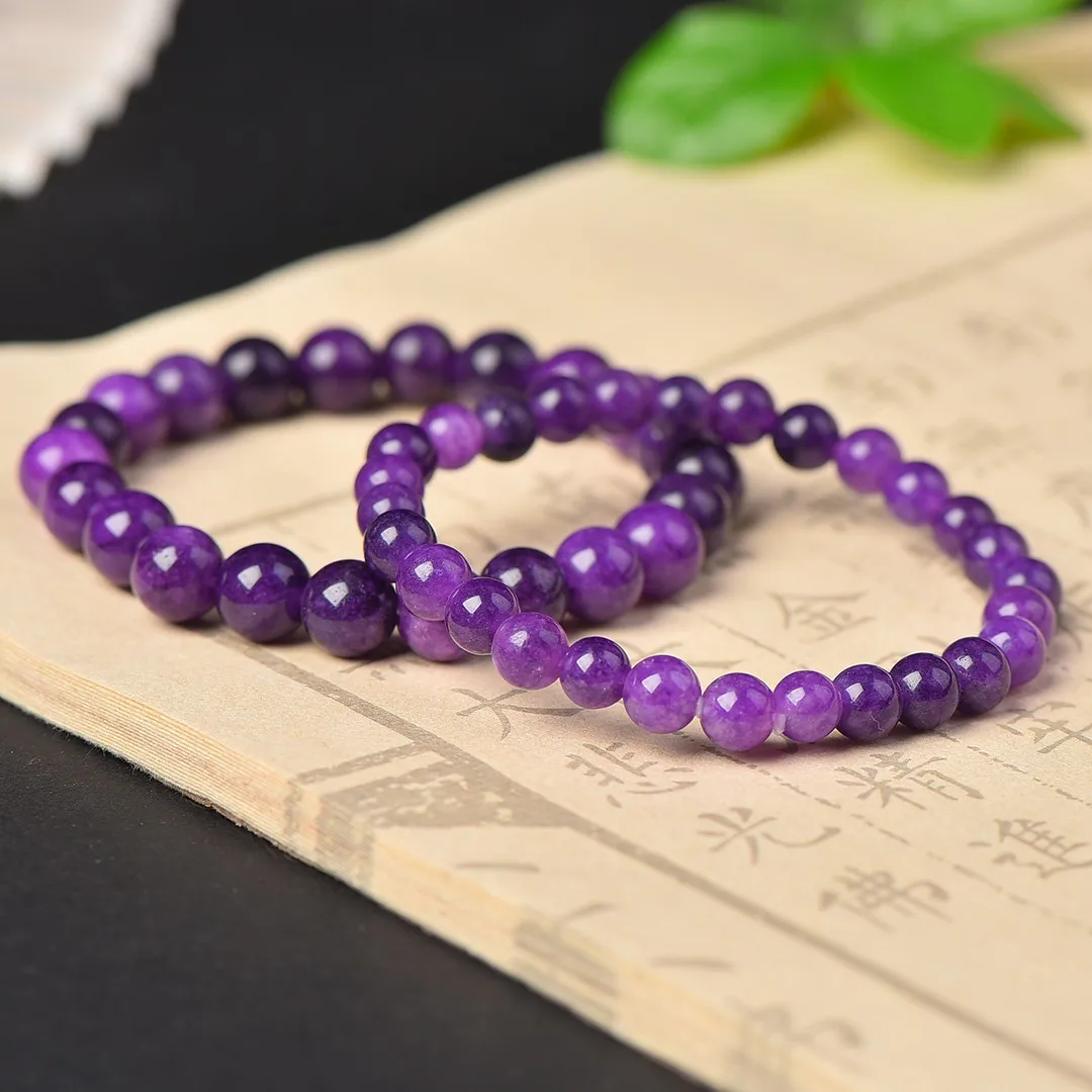 

Natural purple dragon crystal hand beaded bracelet men and women single circle round bead couple fashion versatile