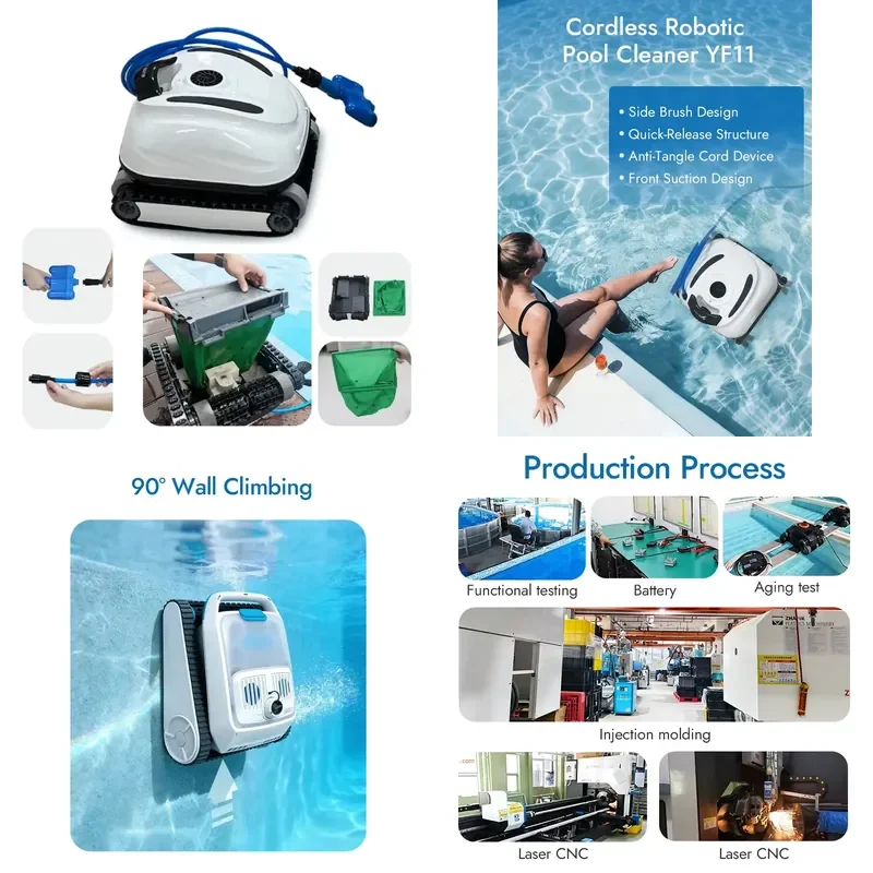 STROVAN High Quality Wired Pool Cleaner Robot with Wall-Climbing Function IPX8 Swimming Pool Vacuum Cleaner for Outdoor Use