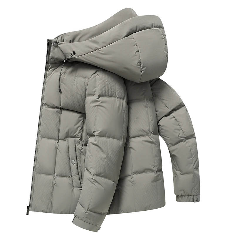 Mens Duck Down Coat Detachable Hood Winter Streetwear Windproof Lightweight Warm Casual Puffer Jacket Outdoor Cold‑Resistant Top
