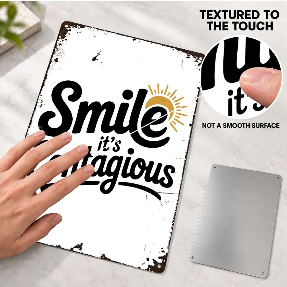 Smile It'S Contagious Typography Aluminum Poster Retro Bold Design Home Office Wall Art Customized Metal Sign Gift For Writers