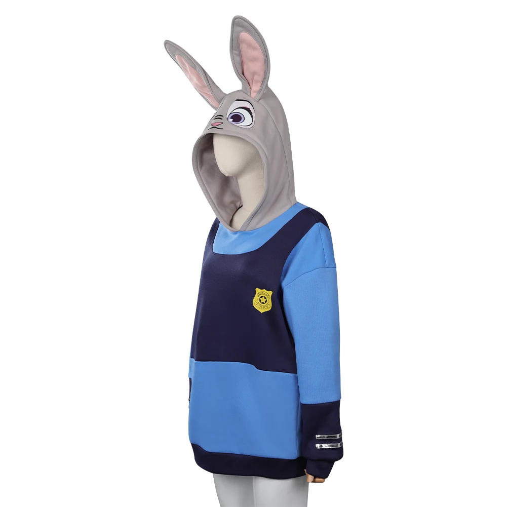 Judy Hopps Cosplay Zoo Rabbits Fantasy Costume Disguise for Adult Women Hoodie Animals Coat Sweatshirt Halloween Carnival Suit