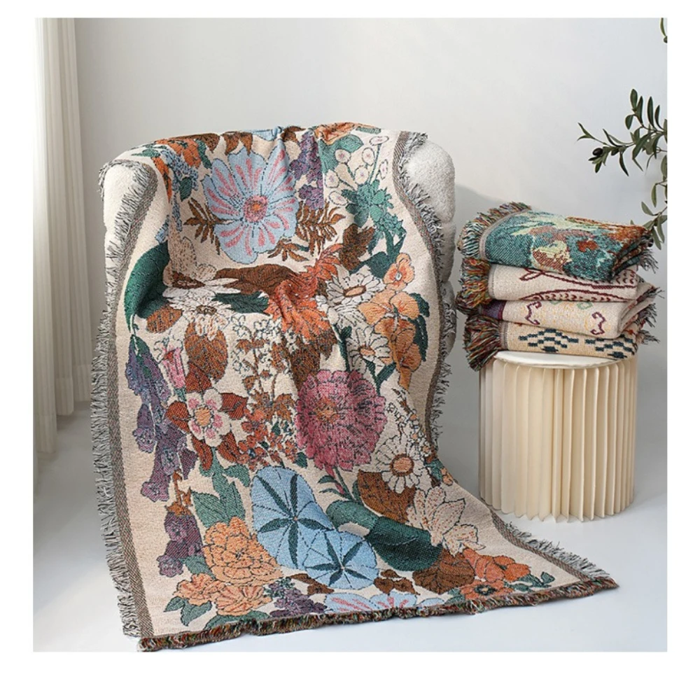 Bohemian Guesthouse Style Outdoor Picnic Mat Reusable Sofa Cover Blanket Decorative Couch Throw for  Outdoor Camping and Home
