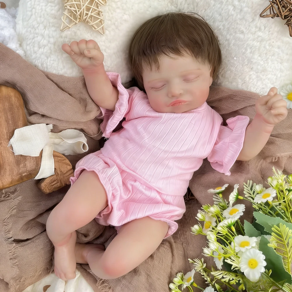 

BZDOLL 48CM Handmade Asleep Reborn Baby Doll Toy 3D-Skin Vinyl Limbs Cloth Body 19inch Realistic Look Doll