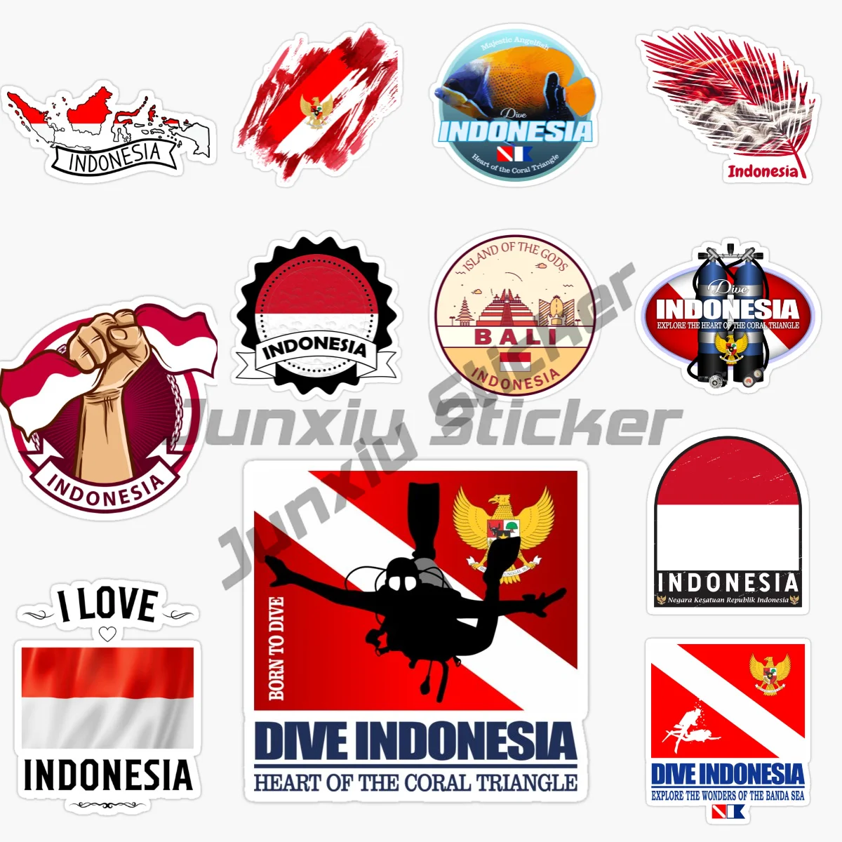 

INDONESIA BALI DIVE Diving National Flag National Emblem Car Sticker Window High Quality Vinyl Self-adhesive JDM Decal