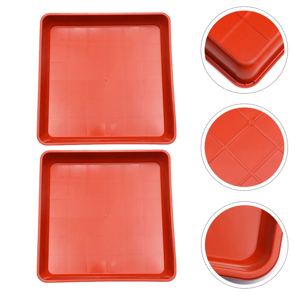 2 Pcs Square Planter Tray Plastic Faceplate Pots Flower Plants Drip Container Saucer Resin