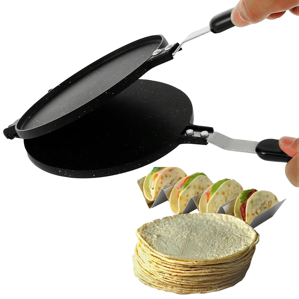 Tortilla Press Pan Aluminum Flour Tortilla Press with Bakelite Handle Multipurpose Tortilla Press Stove Top Pan Kitchen Tools