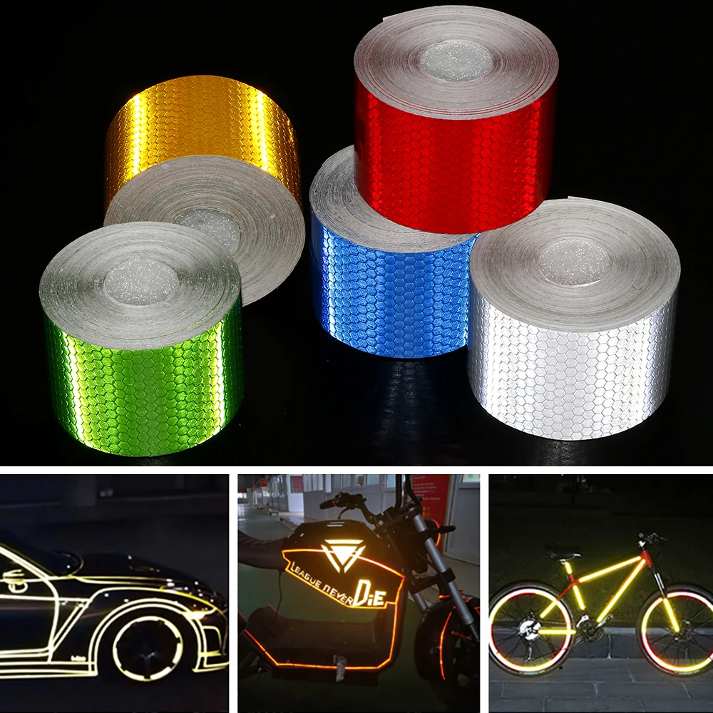 Car Reflective Warning Tape Stickers 5cmx10m Vehicle DIY Safety Reflection Trim Film Reflector Decal Auto Decoration Accessories