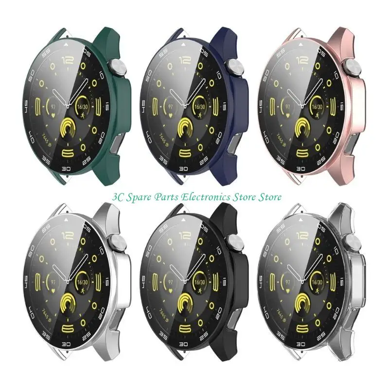 SZ Tempered Glass Protector for Watch GT4 46mm Smartwatch Bumper ShellsFull Protective Cover Scratch Resistant Housing