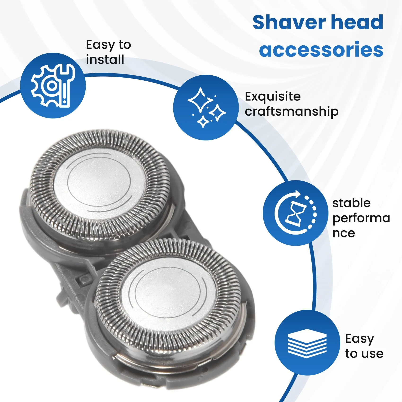 AA97 Stainless Steel Universal Blades Shaving Heads with ABS Mount Holder Kit Replacement for PQ182 PQ183 PQ206