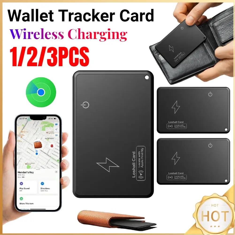 1-3PCS Wireless Charging Thin GPS Item Finder Waterproof Work with Apple Find My App Smart Card Tracker Item Locator