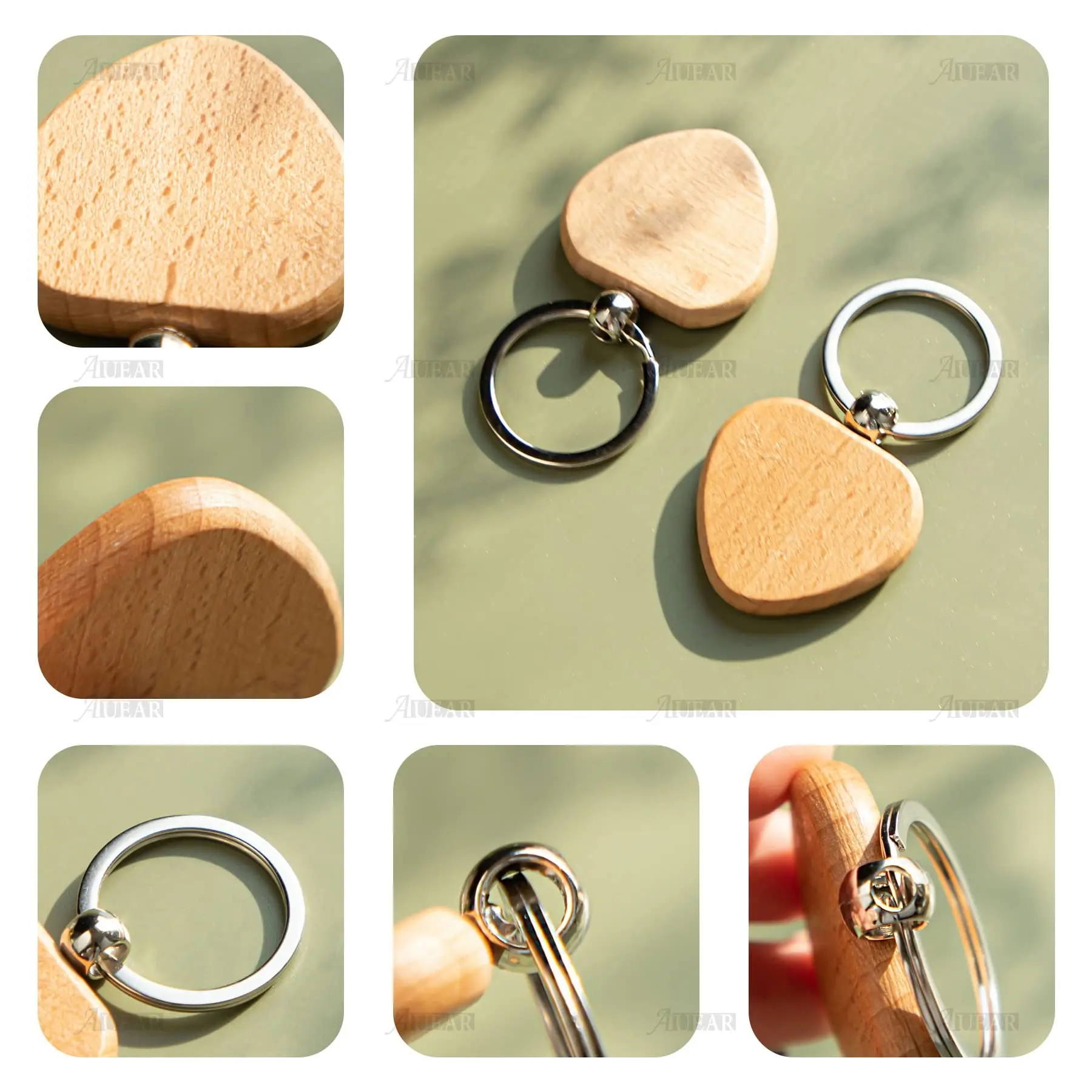 20Pcs Blank Heart Wooden Key Chain DIY Promotion Pendant Wood Keychain Keyring Tags Promotional Gifts