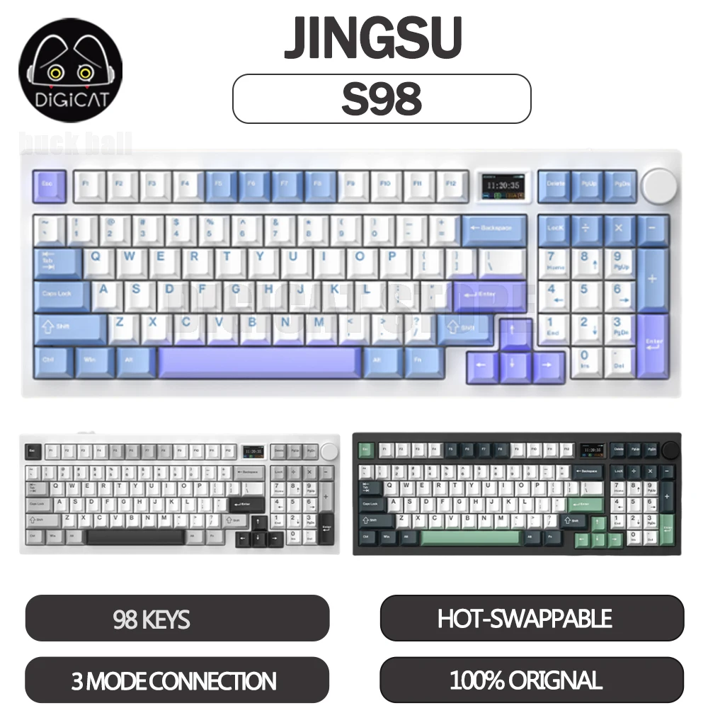 

JINGSU S98 Mechanical Keyboard 3Mode USB/2.4G/Bluetooth Wireless Keyboard 98 Key Rgb Hot Swap Custom Esport Gaming Keyboard Gift