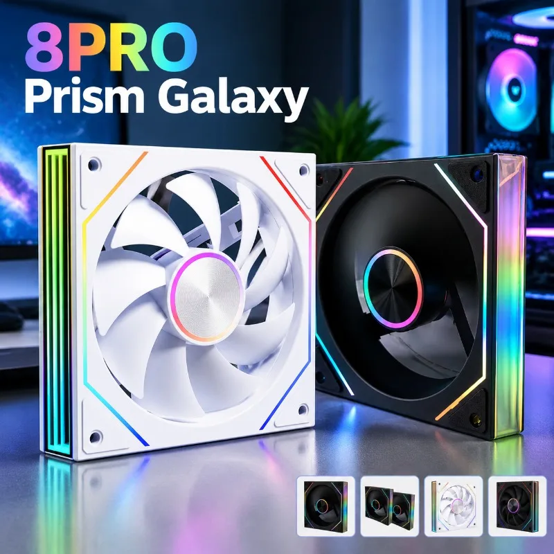 120mm ARGB Case Fan, 8Pro Prism Galaxy Style Cooling Fan with Storm Eye Design, Motherboard Sync 5V 3Pin ARGB Lighting Desktop